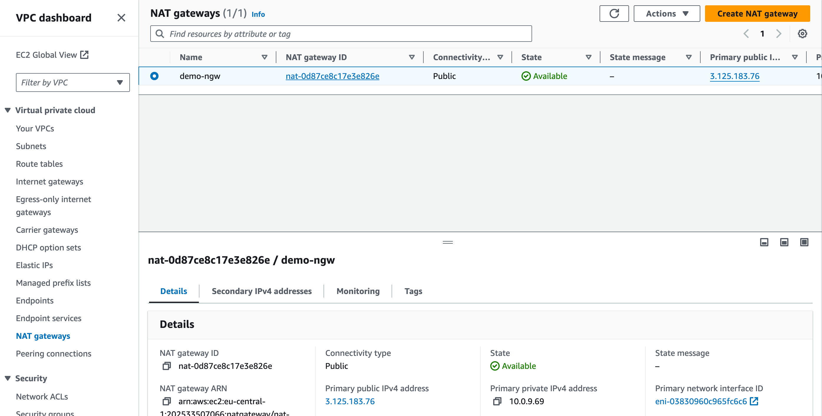 NAT Gateway Dashboard